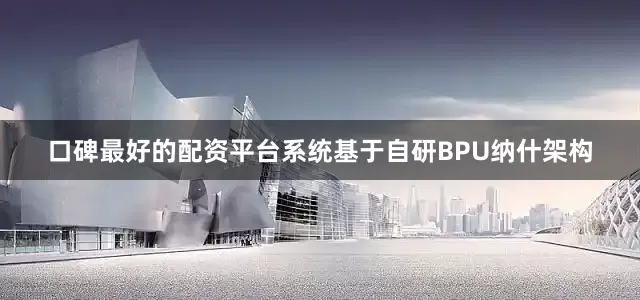 口碑最好的配资平台系统基于自研BPU纳什架构