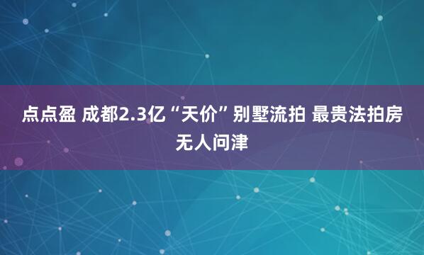 点点盈 成都2.3亿“天价”别墅流拍 最贵法拍房无人问津